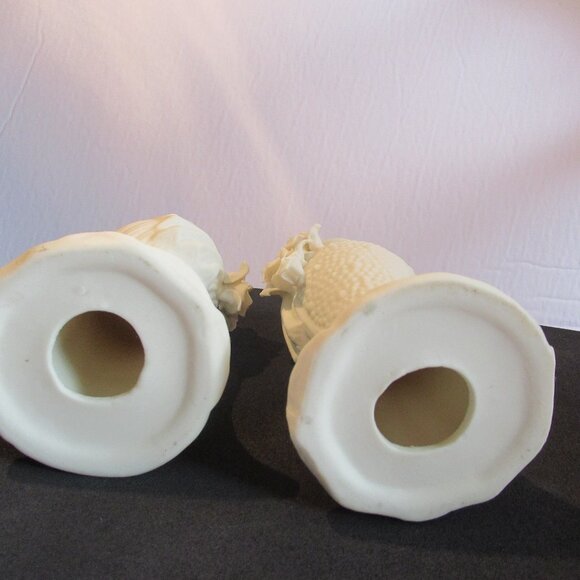 Vintage, Porceline, Candle Holders,  5.5", Cream/Off White - Picture 3 of 5